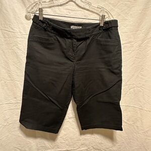 Ann Taylor Black Bermuda Shorts with Waist Button Accents